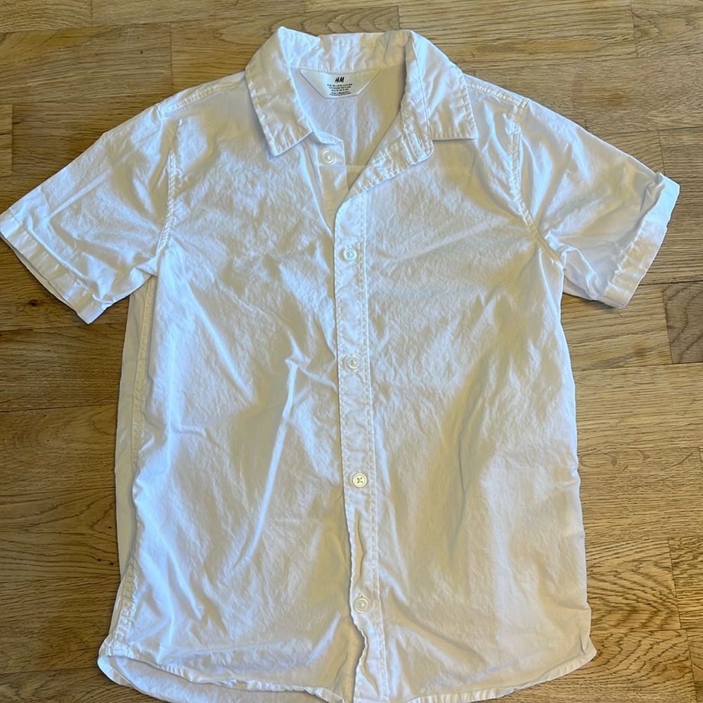 White shortsleeved button down